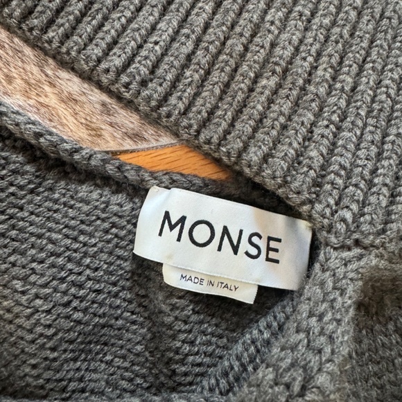 **LAST CALL** MONSE EUC Asymmetrical Cutout Sweater in Olive Green Size S - Picture 4 of 12